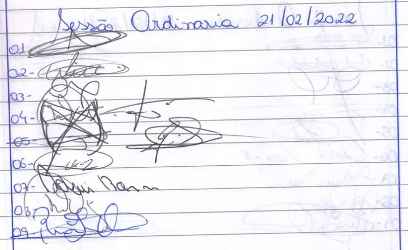 Lista de Presença dos vereadores 
